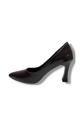 C-shoes 349-26 Kırışık Rugan Deri Kadın Stiletto Kahverengi