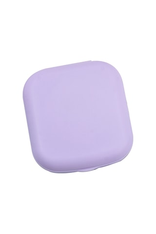 Qingmipy Mor Mat Boyalı Gözlük Kutusu - Taşınabilir, İçinde Pinçer, Süpürge, Ayna Ve Çözeltisi Flaş - Hijyenik Lens Bakımı