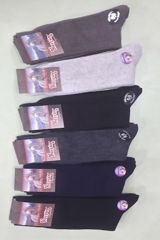 Hasyün Çorap Kuzu Yünü Dikişsiz Burunlu Erkek Çorabı 6 Adet Paket Siyah
