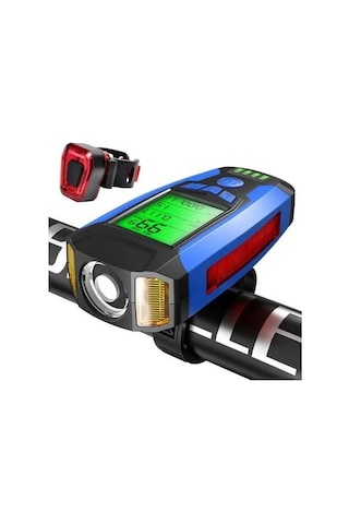 Forte Gt 3 In 1 Bisiklet El Feneri 5 Led Fonksiyonlu Km Sayaçlı Su Geçirmez Far Mavi