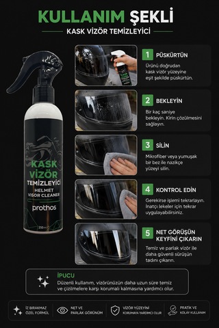 Motosiklet Kask Vizör Temizleme 250 Ml.