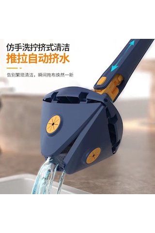 Net Kırmızı Üçgen Paspas Büyük Bükülmüş Su Üçgeni Taklit El Yıkama 360 Derece Dönüş Cam Duvar Tavan Silme Zemin Taklit El Bükülmüş Üçgen Mavi 3 Bezle