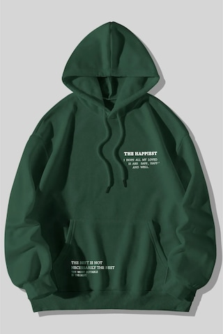 Altamira Unisex Happiest Baskılı Oversize Kapşonlu Sweatshirt 001