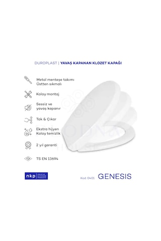 Genesis C Tip Oval Form Duroplast Yavaş Kapanan Klozet Kapağı