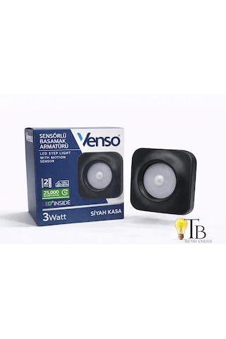 Venso Sensörlü Basamak Armatürü 3w 3000 K Siyah