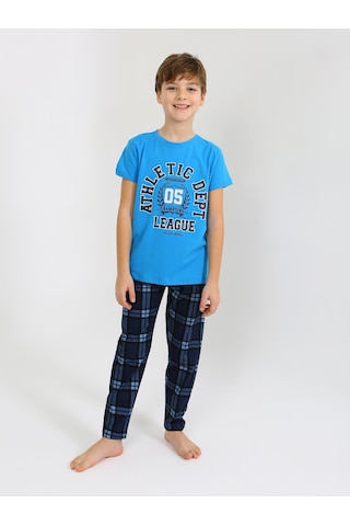 Vitmo Erkek Çocuk Kısa Kollu %100 Pamuklu Pijama Takımı League Turkuaz