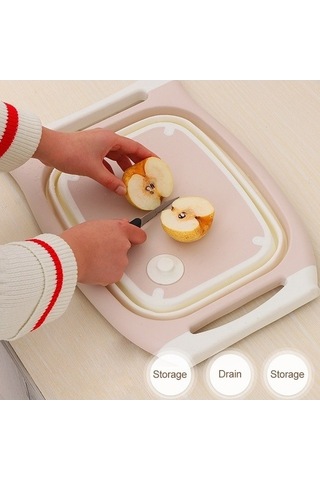 Fastbuy Çok Fonksiyonlu Mutfak Kesme Tahtası, Katlanır Sebze Yıkama, Büyük, Metal Renk, Yüksek Kalite, Ev Yeme Pembe Pembe