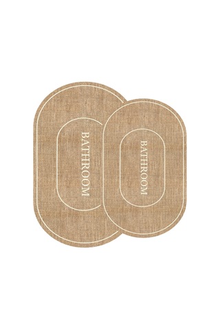 Decomia Home Dijital Kaymaz Yıkanabilir Jüt Görünümlü Bathroom Banyo Paspası 2'li Jüt Beyaz