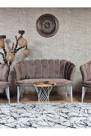 Beyaz Boyalı Tel Ayak Papatya Çay Seti Koltuk Takımı , Balkon, Sa 001