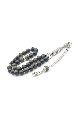 Murty99 Hakiki Doğal Rainbow Obsidyen Taşı Tesbih 8 Mm Siyah