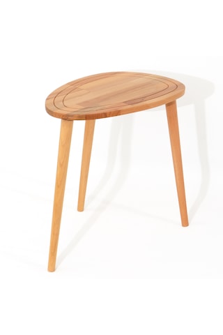 Sweet Naturel Renk Masif Doğal Ahşap Yan Sehpa Tekli Zigon Sehpa