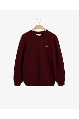Gant Erkek Regular Fit Bisiklet Yaka Logolu Kazak-bordo Bordo