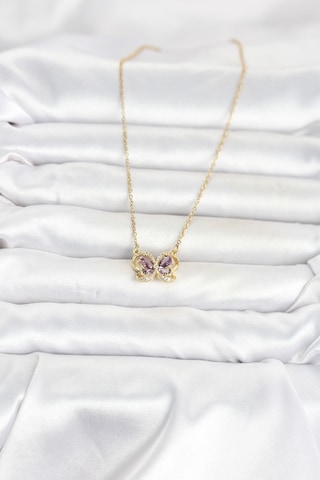 316l Çelik Zincir Gold Renk Mor Kelebek Model Kadın Kolye 5886-1492 Diğer