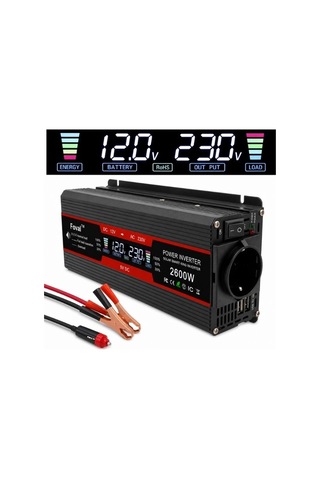 Foval 2600w 12v 230v Ekranlı İnverter Taşınabilir Voltaj Dönüştürücü