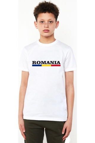 Romania Flag Lettern Beyaz Çocuk Bisikletyaka Tshirt Beyaz