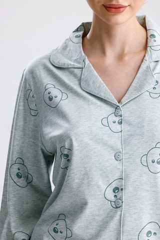 Yeni İnci Ayıcık Desen Pamuk Kadın Pijama Takım Yeşil