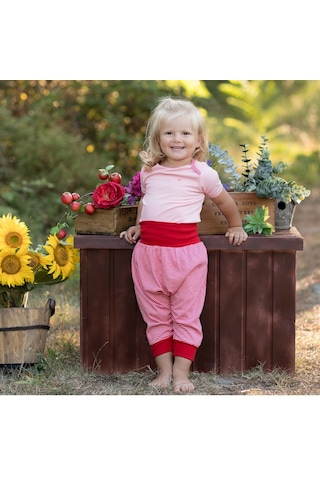 Organicera Organicera Organik Body & Şalvar Pantolon 2Li Set,Pembe & Krem Çi Krem - Pembe