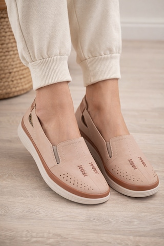 Kadın Ortopedik Delikli Comfort Günlük Ayakkabı Krem Krem
