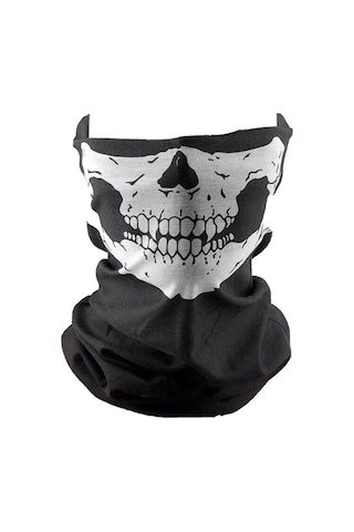 2 Adet Buff Kuru Kafa İskelet Maske Motorcu Kar Maskesi Boyunluk Maske Baf Ağızlık Mask Buff Siyah - Siyah