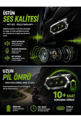 Ip67 Su Geçirmez İnterkom Bt5.3 Rgb Işıklı Motosiklet Kask Kulaklığı
