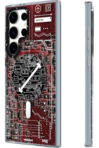Galaxy S24 Ultra Uyumlu Kılıf Magsafe Şarj Özellikli Youngkit Technology Serisi Kapak Mavi