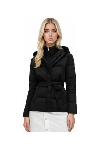 F3.siyah..kadın Şişme Mont Suya Dayanıklı Kısa Model Siyah