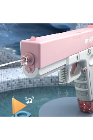 Elektrikli Otomatik Atış Yapan Çift Şaarjörlü Glock Su Tabancası Pembe Pembe