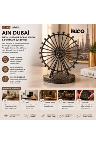 İbico İ12-253 Ain Dubai Büyük Boy Metalik Dönme Dolap Biblosu - Krom Ve Bakır