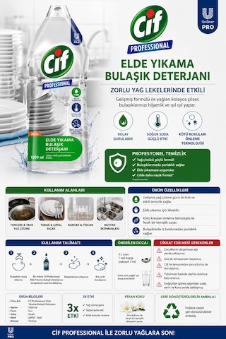 Cif Pro. Elde Bulaşık Deterjanı 1500 Ml