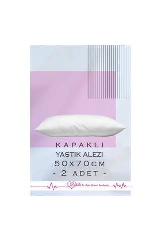 2 Adet 50x70 Yastık Alezi, Sıvı Geçirmez Yastık Alezi, Kapaklı Yastık Alezi, Yastık Koruyucu Beyaz