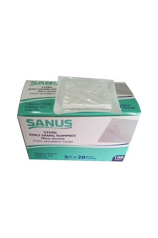Sanus Spanç Kompres Steril Emici 7.5Cm*7.5Cm 2Lü Paket 200 Adet