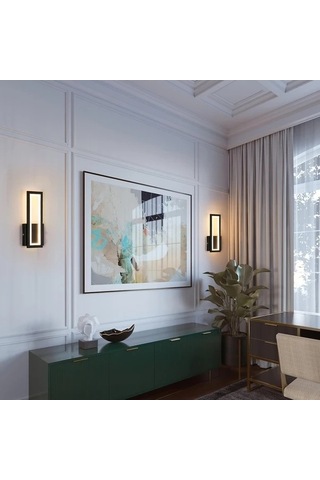 Fastbuy Modern Led Duvar Lambası Siyah Akrilik İç Aydınlatma 3000k Sıcak Beyaz Yatak Oturma Odası Siyah Siyah
