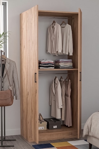 Velora Gardrop Askılı Elbise Dolabı Raflı Elbise Dolabı Çam