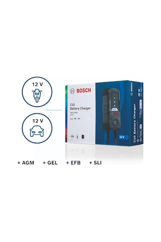 Bosch 12v Şarj Redresörü Akü Şarj Cihazı Otomatik C10 3.5 A Wrla-wet-jel-efb-agm