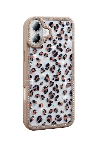 Apple Uyumlu iPhone 16 Kılıf Taşlı Ve Simli Tasarım Zore Azra Kapak Siyah