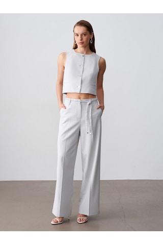 Dilvin 72688 Örgü Kemerli Pantolon-gri