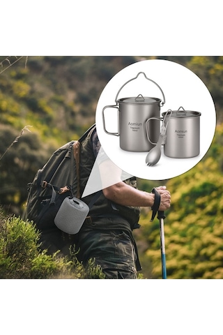Dancemonkey Aomiun 750ml Titanyum Su Bardağı - Kapaklı, Katlanır Saplı, Kamp Ve Piknik İçin Çok Renkli