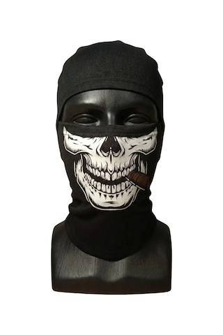 Womanandkids Wak Unisex Kuru Kafa Puro Baskılı Balaklava 1 Adet Tek Beden Viskoz Kask İçi Outdoor Maske Siyah