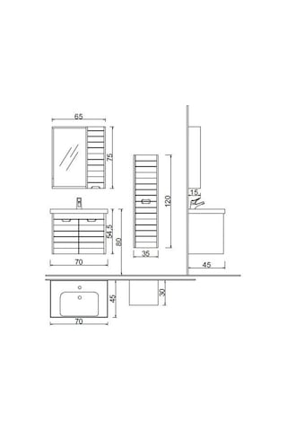 Denko Mostar 70 Cm Banyo Dolabı Takımı + Boy Dolabı Çok Renkli
