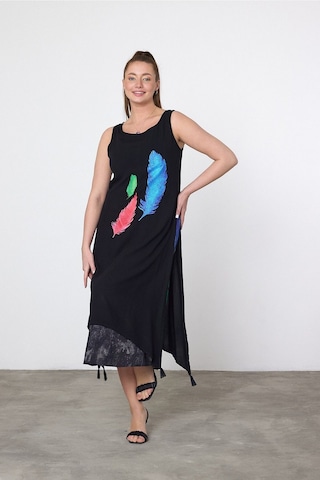 Schık Schık Kadın Yazlık Bol Kolsuz Rahat Baskılı Elbise Turkuaz