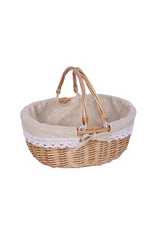 Cbtx Söğüt Sepeti Açık Piknik Sepeti Dokuma Sepet Yumurta Kabı S Çift KulpluPapatya