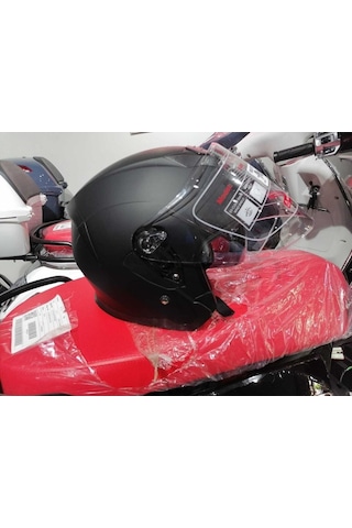 526 Güneş Vizörlü Mat Siyah Açık Kask Siyah