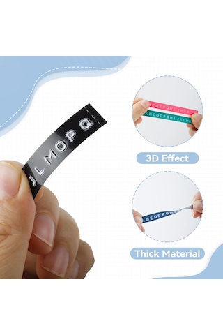 Lexroo Yapışkanlı Plastik Kabartma Şerit, 9 Mm X 3 Mt Rulo, Mavi Üzeri Beyaz Baskı