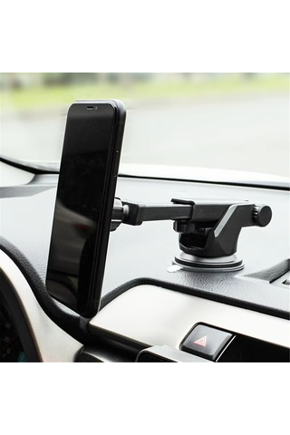 Mufunye Araç Telefon Tutucu Manyetik Süspansiyonlı Kol İle Sabitleyici, Abs Silikon Malzeme, 3.5-6.0 İnç Ekranlar İçin, Süngerli Tutucu Siyah Siyah