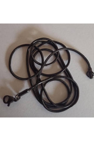 Snake Yılan Model Siyah Erkek Çelik Kolye Zincir Yuvarlak Model (533606585) Çelik