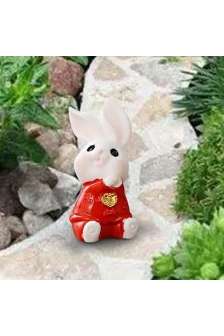 Lijinxu Karikatür Tavşan Heykeli Hayvan Modeli Masa Süs Ofis Ev