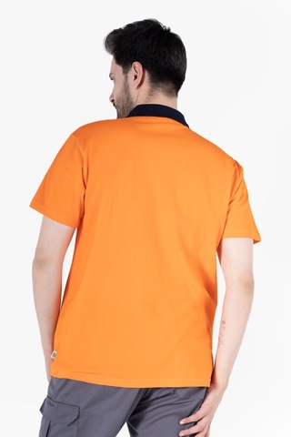 T-shirt %100 Pamuk Polo Yaka Fleto Cepli %100 Pamuk Turuncu