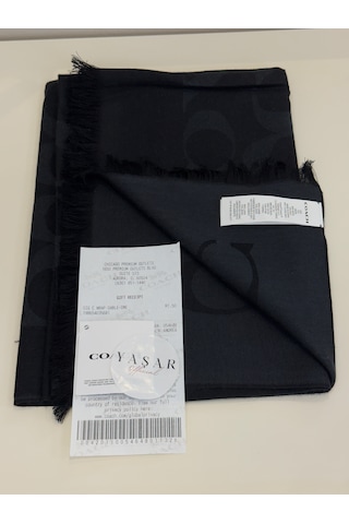 Coach Signature Wrap Yün Ipek Şal Siyah