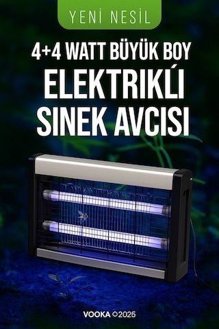 Sinek Öldürücü 4+4w Uv Işıklı Büyük Boy Elektrikli Sinek Avcısı Sessiz Ve Etkili Böcek Öldürücü Ciha