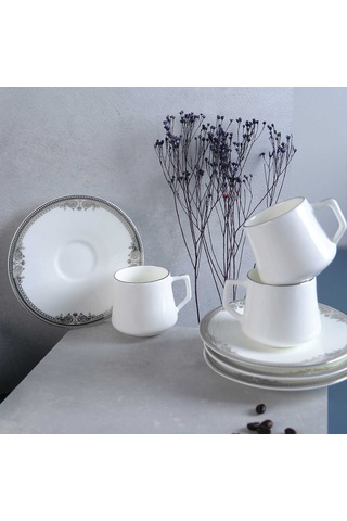 Evaliza Versailles Platin 12 Parça 6 Kişilik Kahve Fincan Takımı 80 Ml Platin